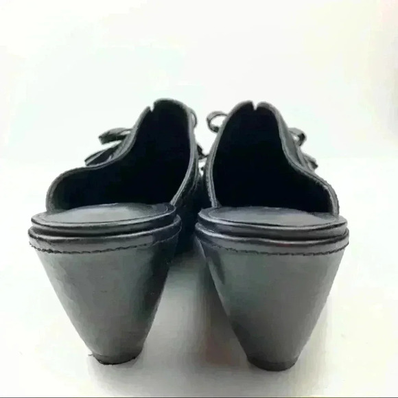 Ecco mules size 38 7-7.5 black leather bow - Picture 3 of 13